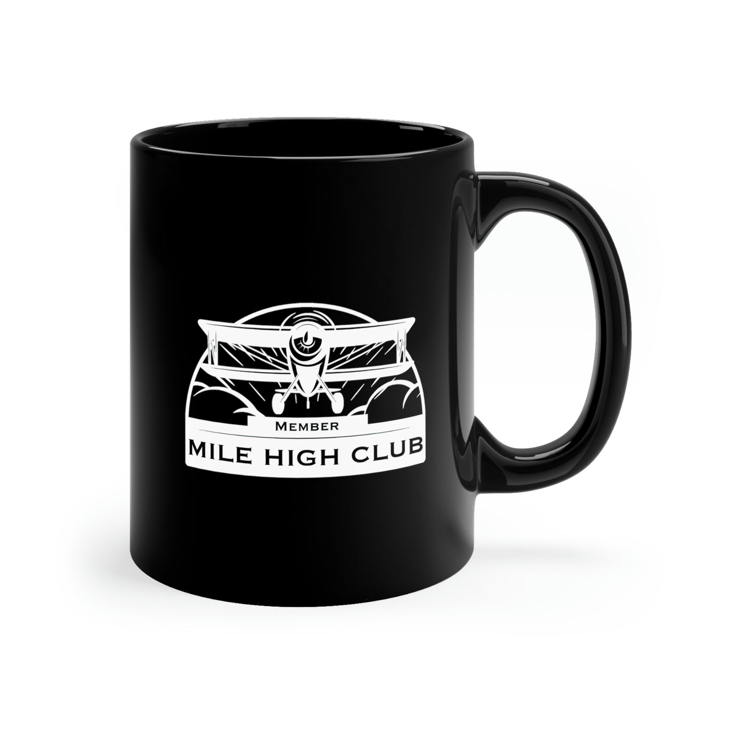 Mile High Club - Biplane - White - 11oz Black Mug