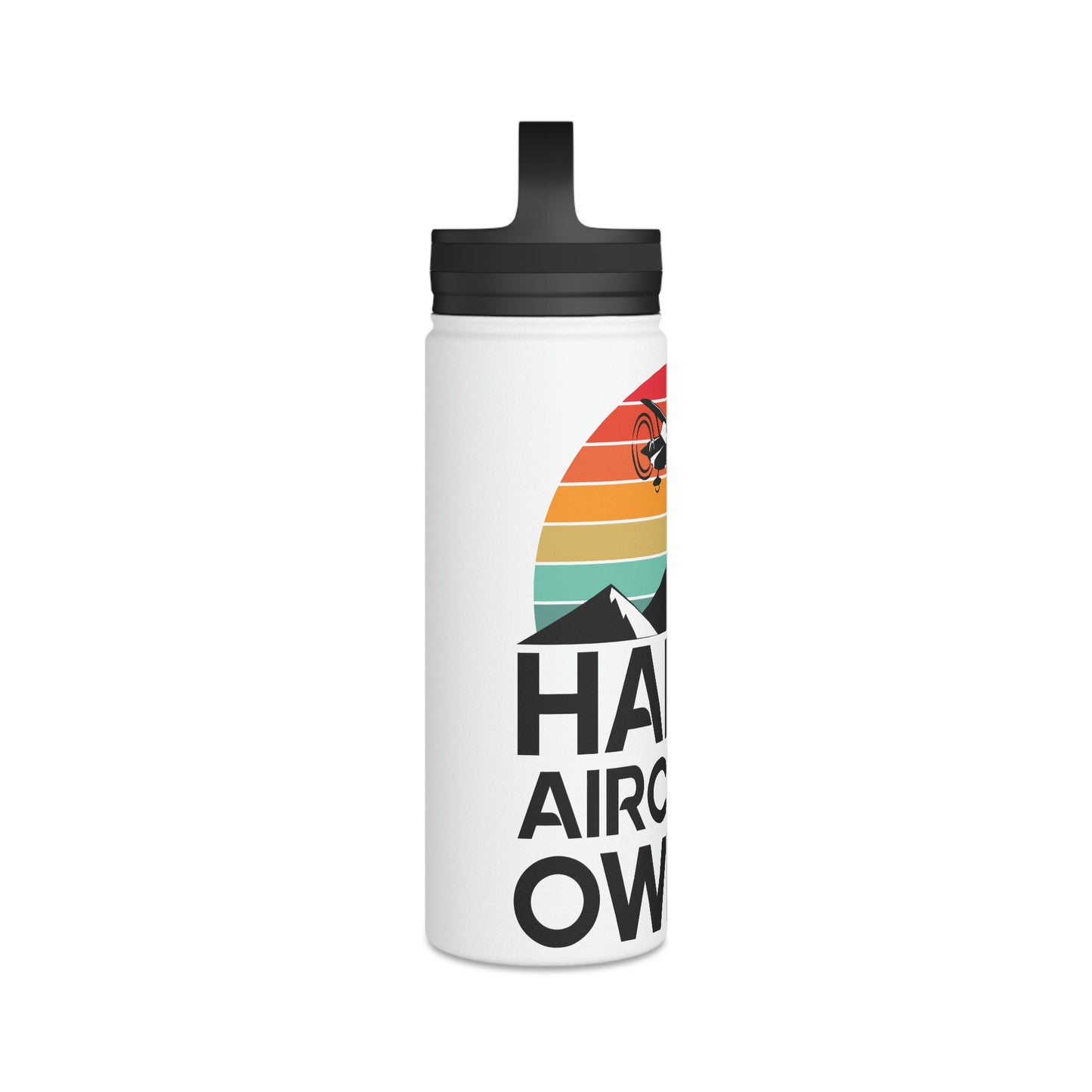 Happy Aircraft Owner - Retro - Stainless Steel Water Bottle, Handle Lid - 18 oz.