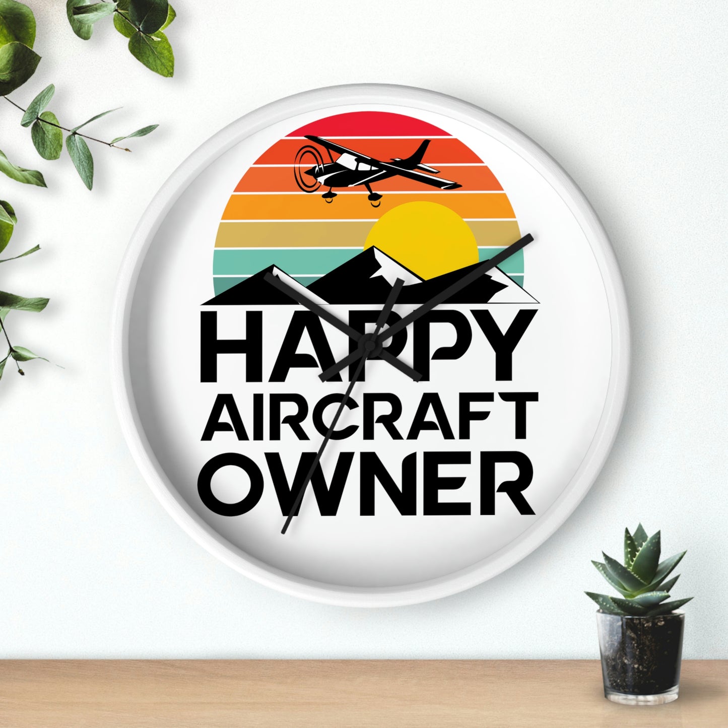 Happy Aircraft Owner - Retro - Circle - Wall Clock