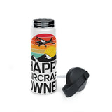 Happy Aircraft Owner - Retro - Stainless Steel Water Bottle, Standard Lid - 18 oz.