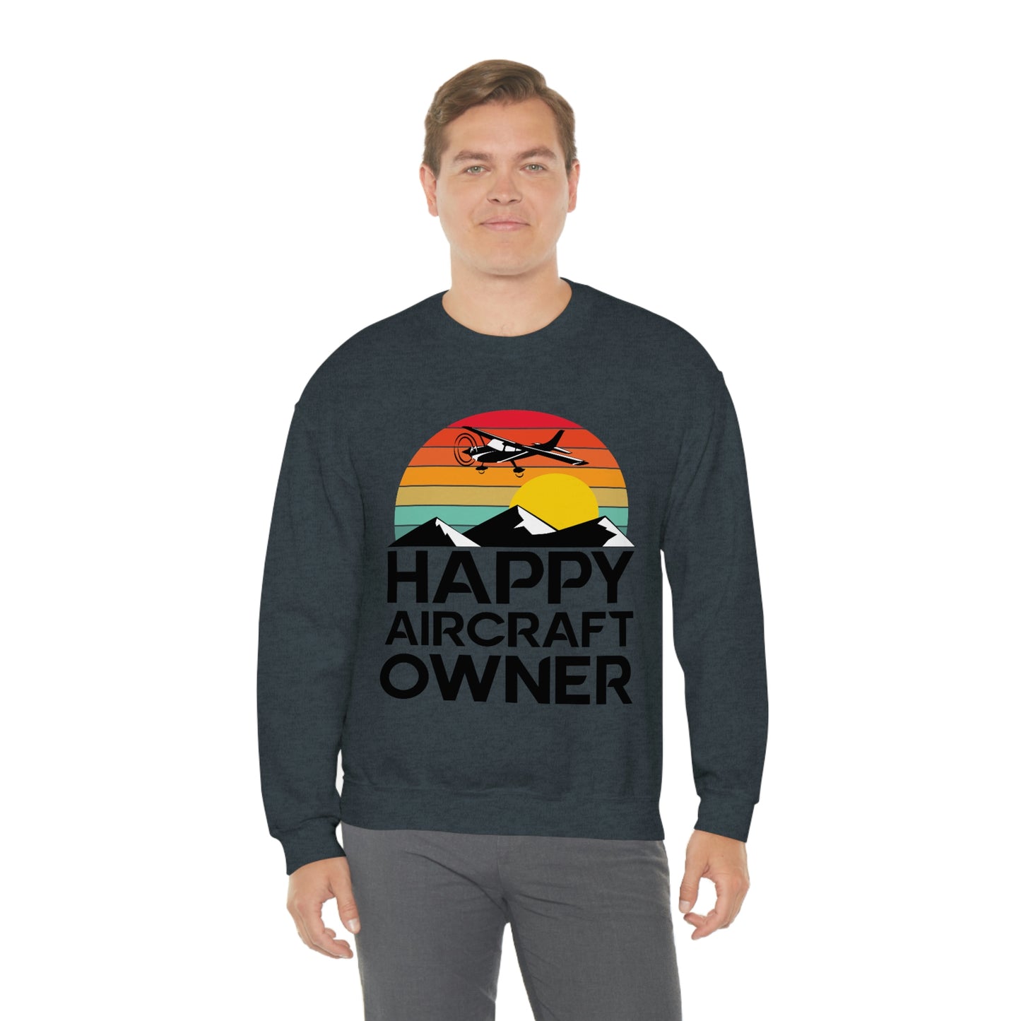 Happy Aircraft Owner - Retro - Unisex Heavy Blend™ Crewneck Sweatshirt