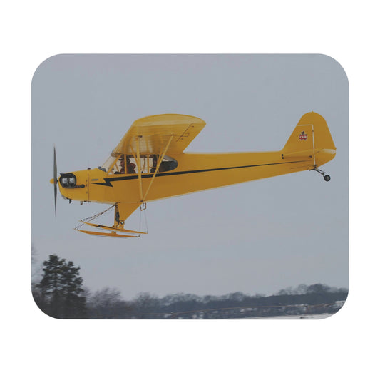 Yellow Cub On Skis - Flying - Mouse Pad (Rectangle)