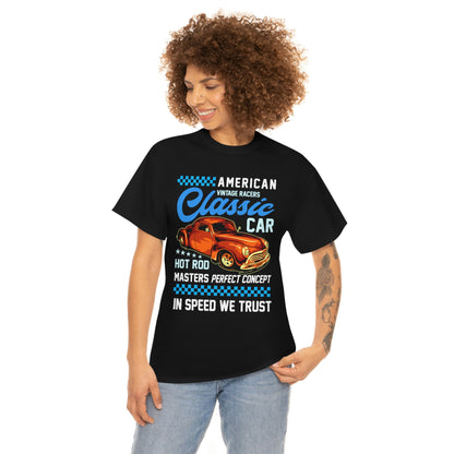 American Vintage Racers Classic Car - Unisex Heavy Cotton Tee