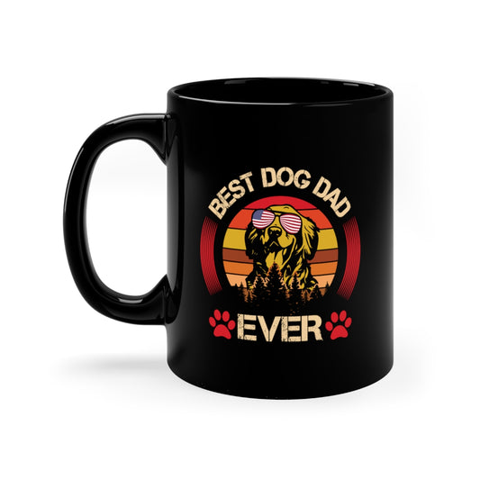 Best Dog Dad Ever - Retro - 11oz Black Mug