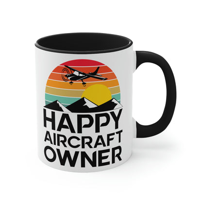 Happy Aircraft Owner - Retro - Accent Coffee Mug, 11oz