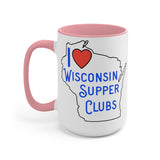 I Love Wisconsin Supper Clubs - Two-Tone Coffee Mugs, 15oz