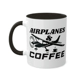 Airplanes And Coffee - Black - Colorful Mugs, 11oz