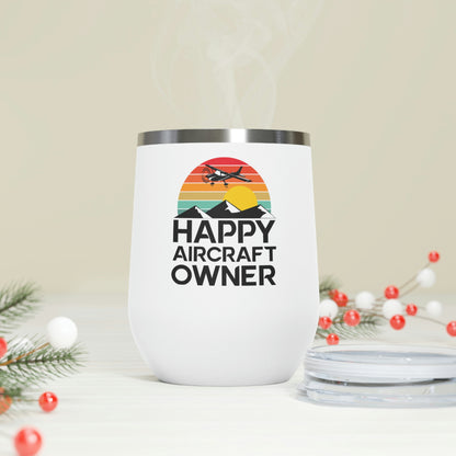 Happy Aircraft Owner - Retro - 12oz Insulated Wine Tumbler