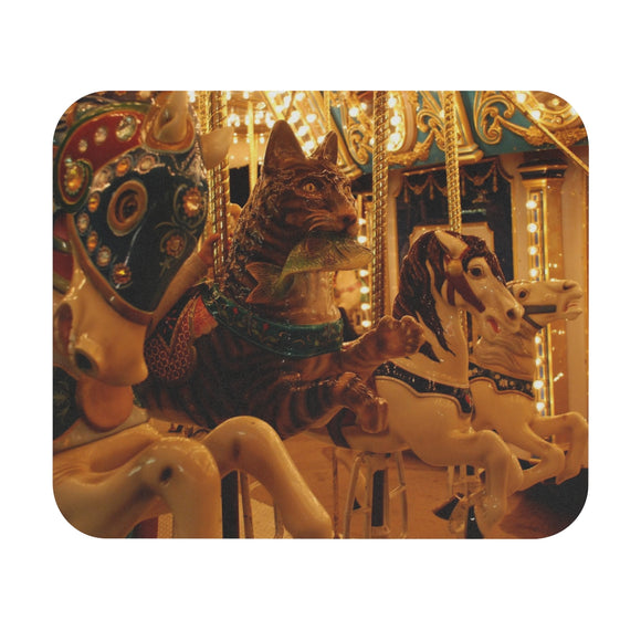 Merry-Go-Around - Horses And Cat - Mouse Pad (Rectangle)