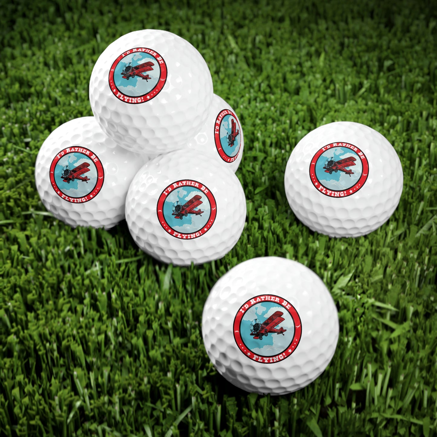 I'd Rather Be Flying - Circle - Golf Balls, 6pcs