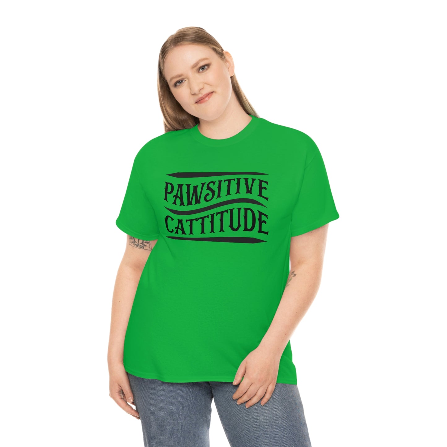 Pawsitive Cattitude - Unisex Heavy Cotton Tee