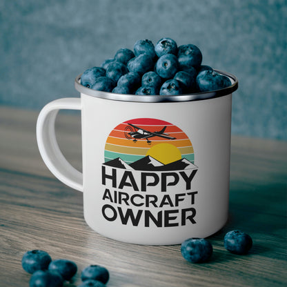 Happy Aircraft Owner - Retro - Enamel Camping Mug