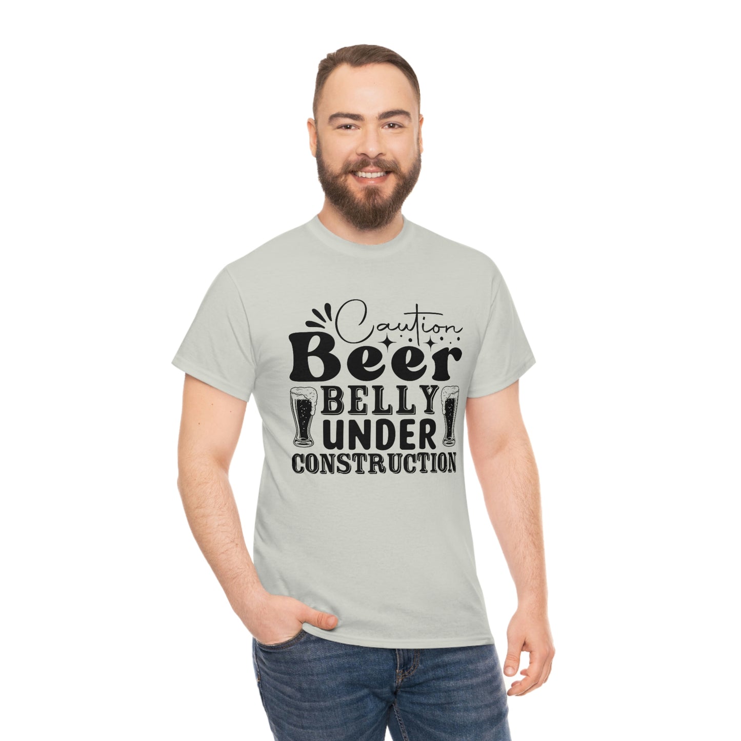 Beer Belly Under Construction - Black - Unisex Heavy Cotton Tee