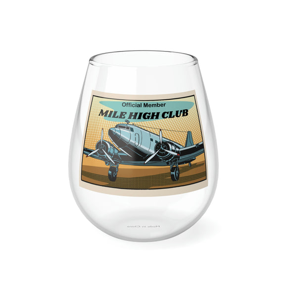 Mile High Club - DC3 - Stemless Wine Glass, 11.75oz