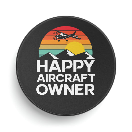 Happy Aircraft Owner - Retro - Hockey Puck