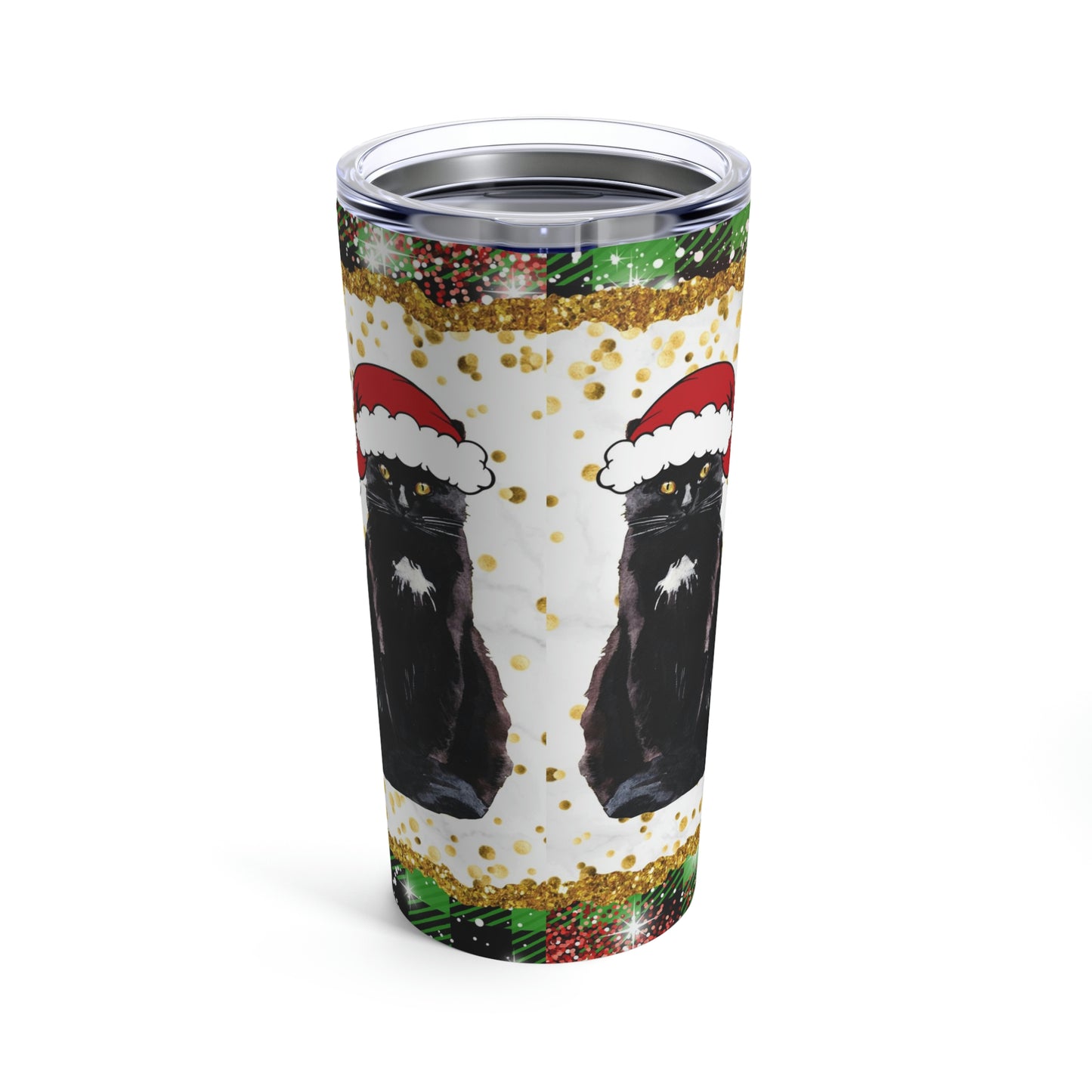 Black Cat - Christmas Wreath - Tumbler 20oz