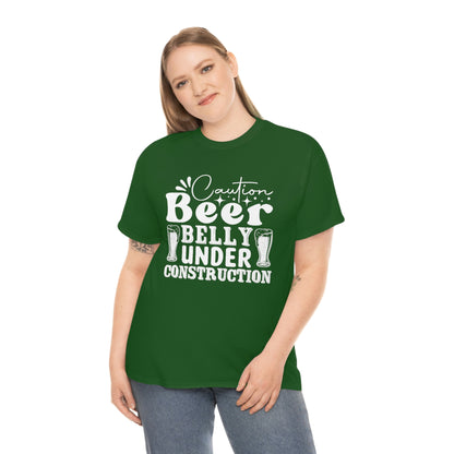 Beer Belly Under Construction - White - Unisex Heavy Cotton Tee