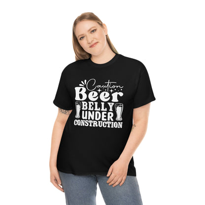 Beer Belly Under Construction - White - Unisex Heavy Cotton Tee