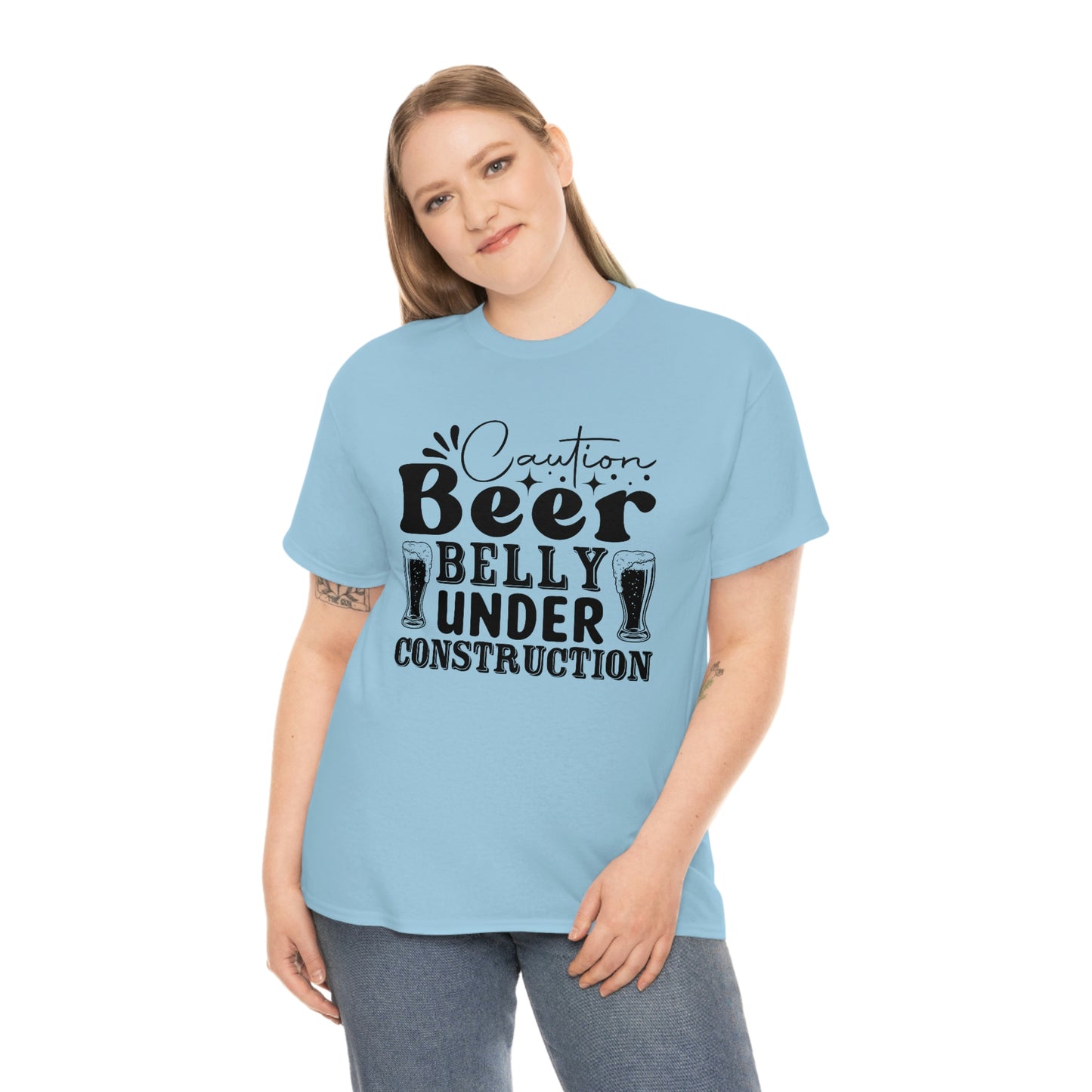 Beer Belly Under Construction - Black - Unisex Heavy Cotton Tee