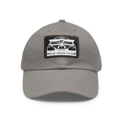 Mile High Club - Biplane - White - Dad Hat with Leather Patch