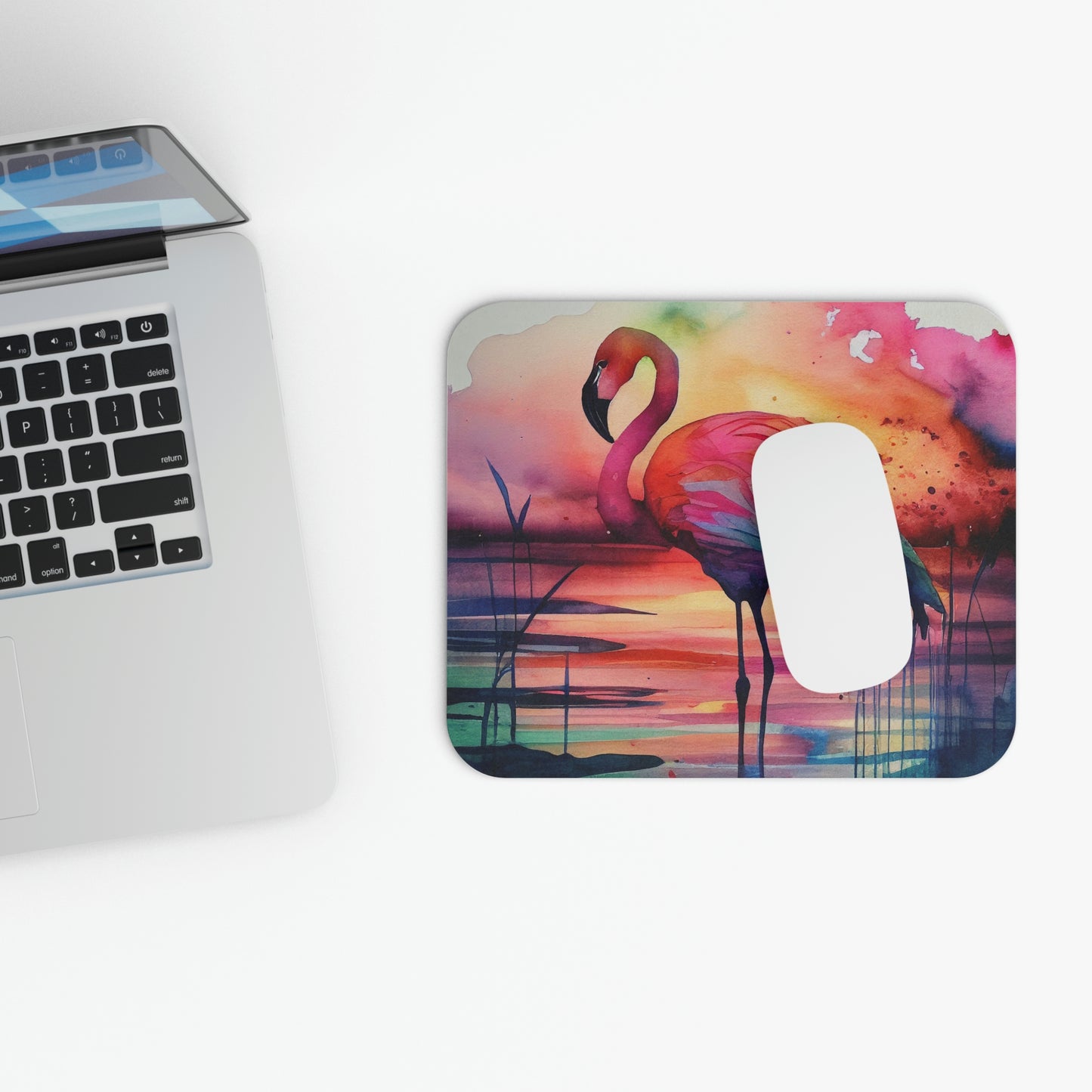 Flamingo - Watercolor - Mouse Pad (Rectangle)