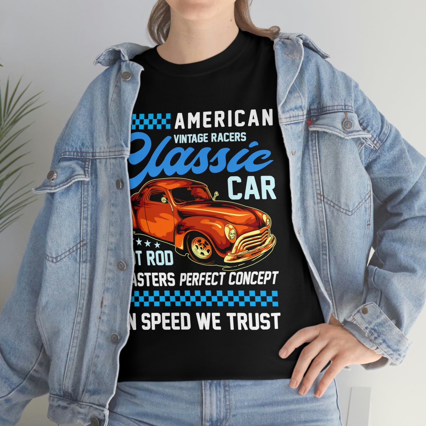 American Vintage Racers Classic Car - Unisex Heavy Cotton Tee