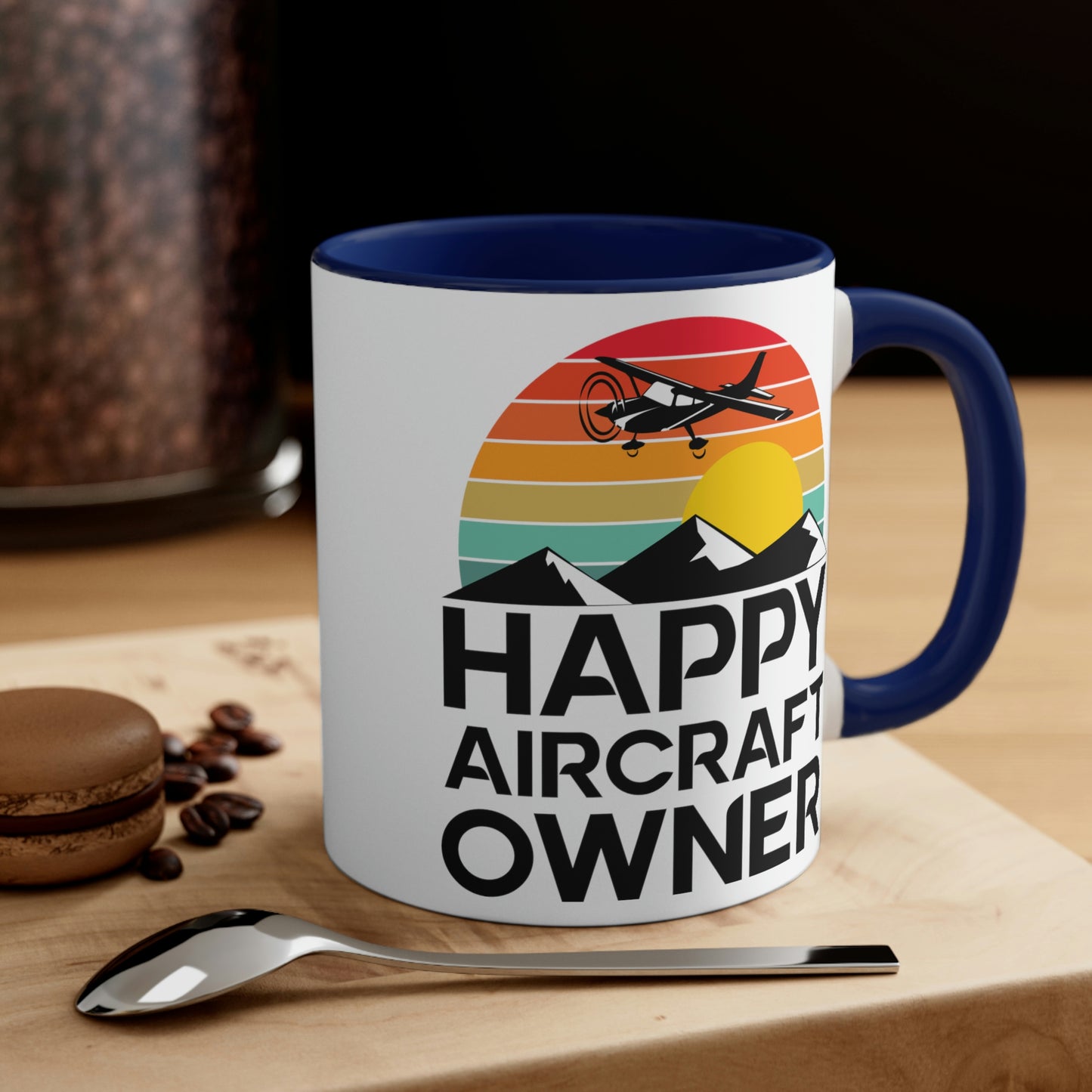 Happy Aircraft Owner - Retro - Accent Coffee Mug, 11oz