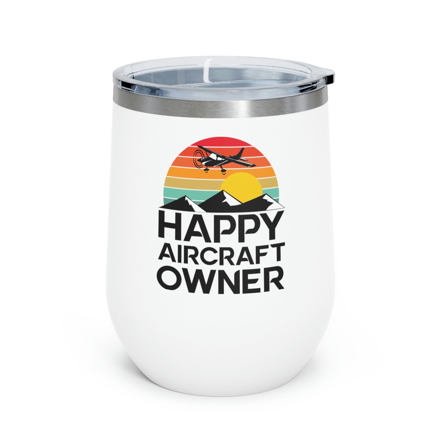 Happy Aircraft Owner - Retro - 12oz Insulated Wine Tumbler