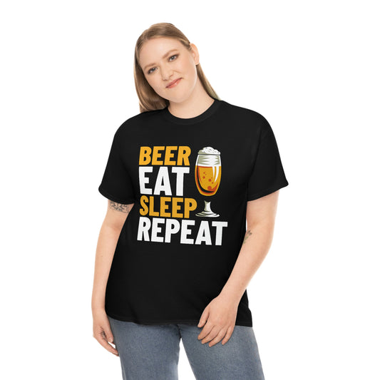 Beer, Eat, Sleep, Repeat - Unisex Heavy Cotton Tee