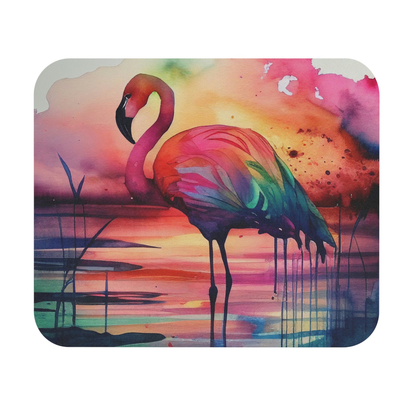 Flamingo - Watercolor - Mouse Pad (Rectangle)