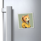 Cat In A Yellow Coat - 3" x 3" Magnet