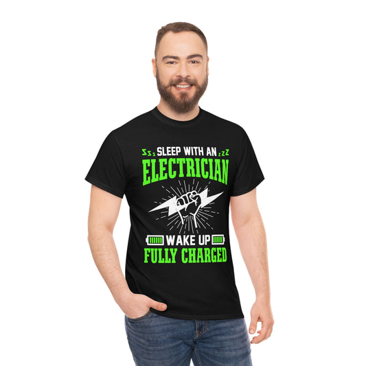 Sleep With An Electrician - Unisex Heavy Cotton Tee