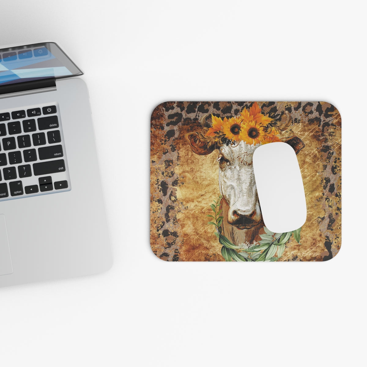 Brown Flower Cow - Mouse Pad (Rectangle)