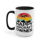 Happy Aircraft Owner - Retro - Two-Tone Coffee Mugs, 15oz