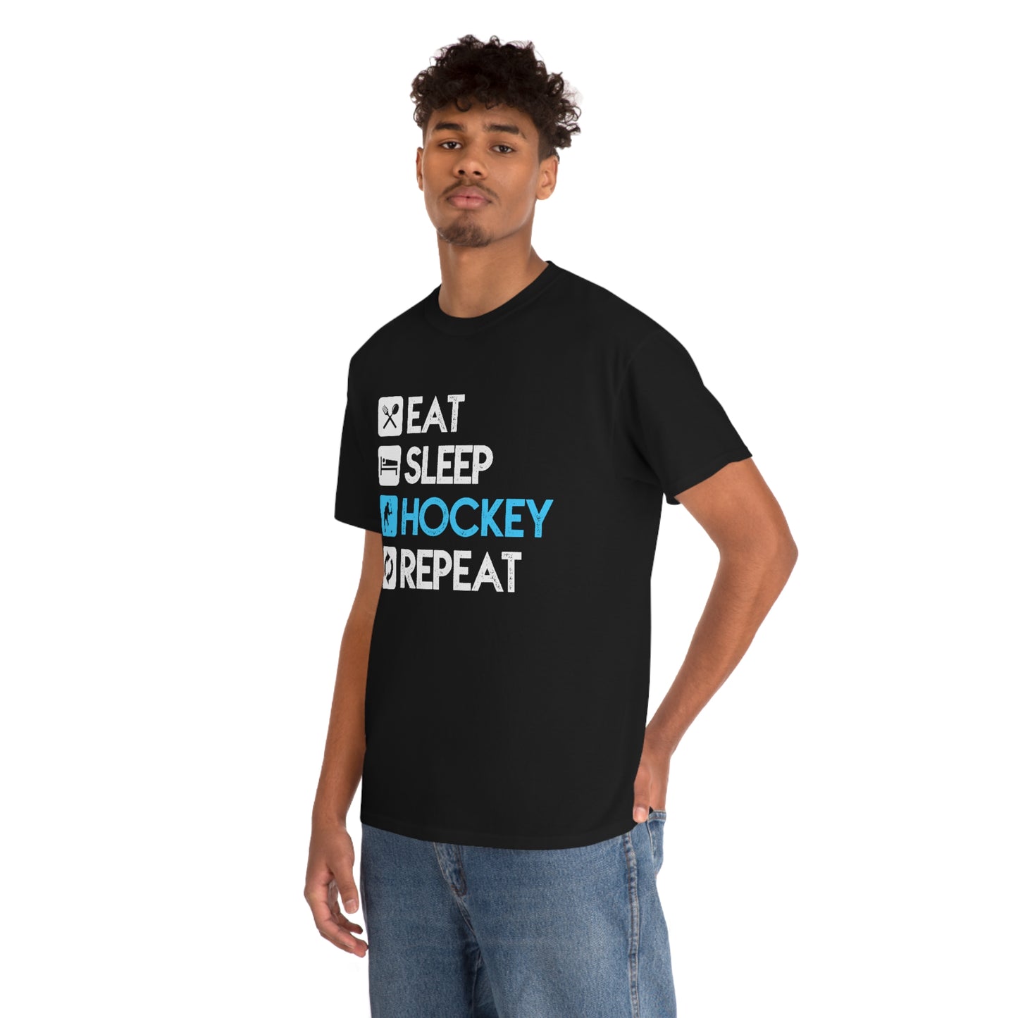 Eat - Sleep - Hockey - Repeat - Unisex Heavy Cotton Tee