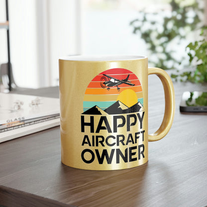 Happy Aircraft Owner - Retro - Metallic Mug (Silver\Gold)