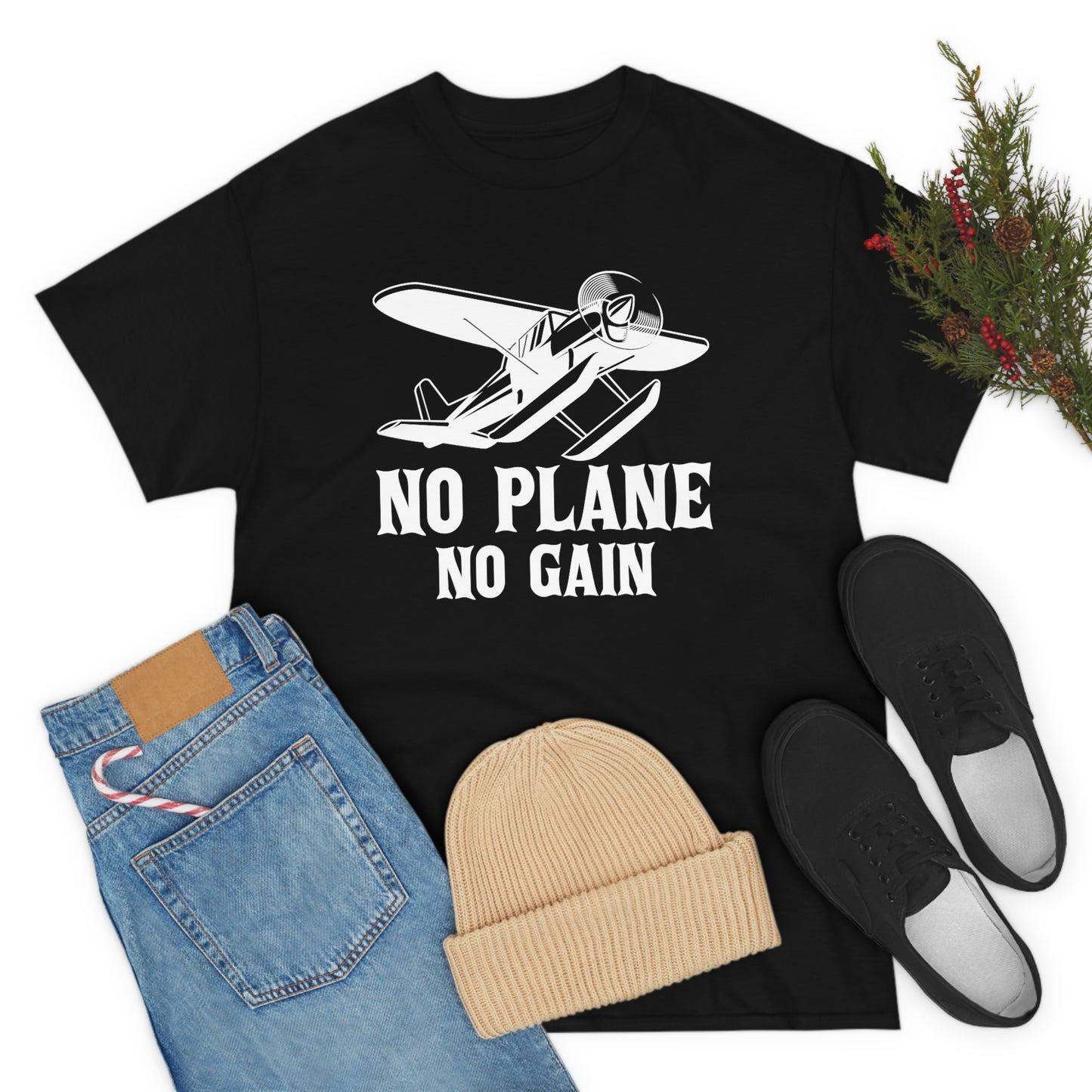 No Plane No Gain - Unisex Heavy Cotton Tee