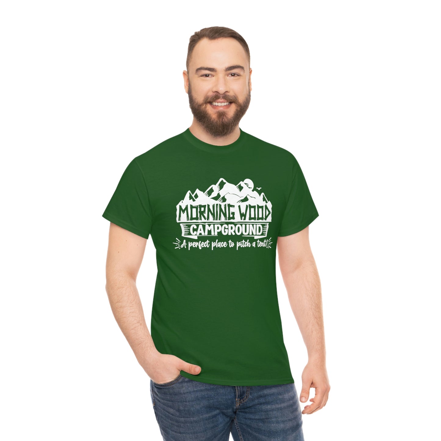 Morning Wood Campground - White - Unisex Heavy Cotton Tee