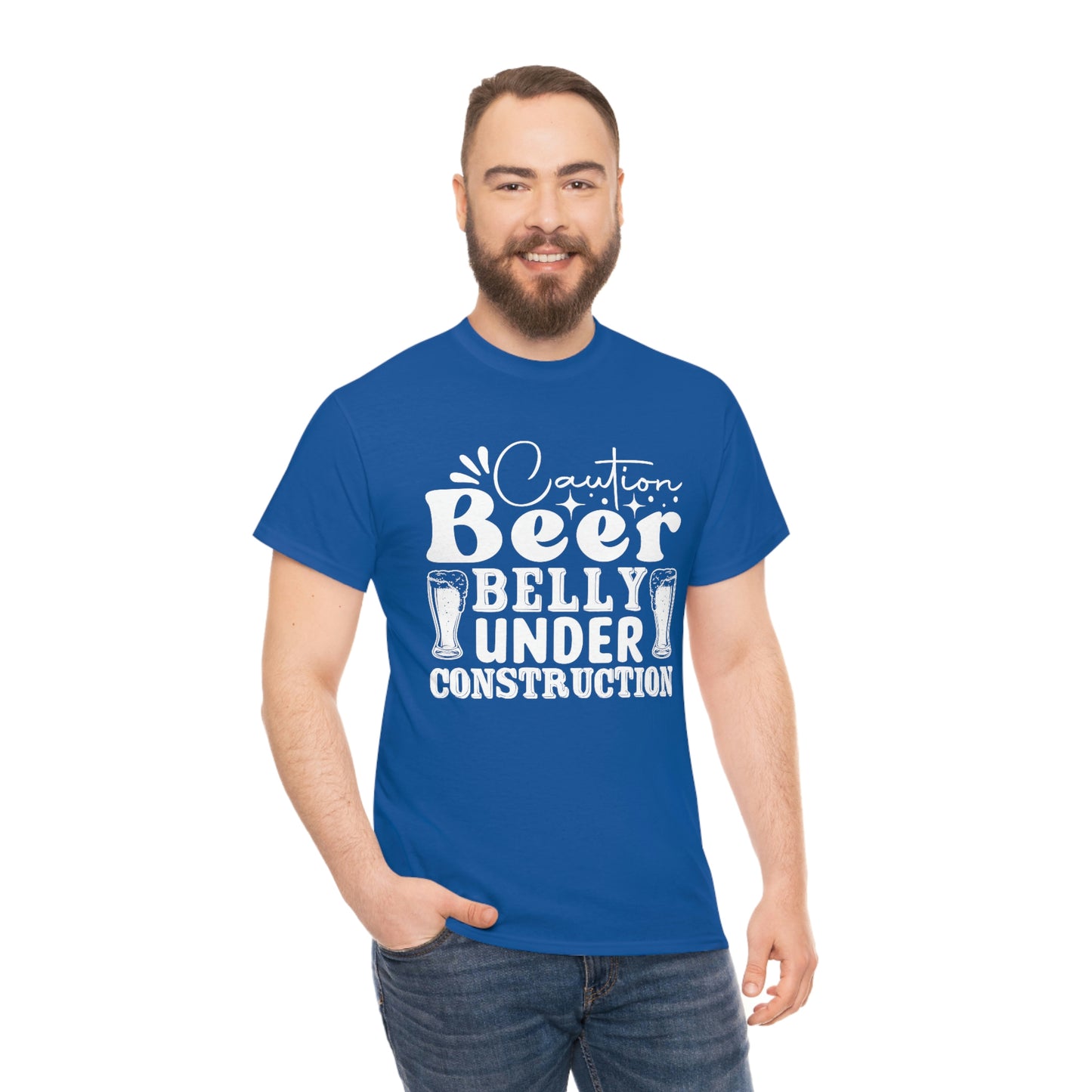 Beer Belly Under Construction - White - Unisex Heavy Cotton Tee