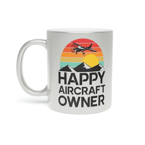 Happy Aircraft Owner - Retro - Metallic Mug (Silver\Gold)