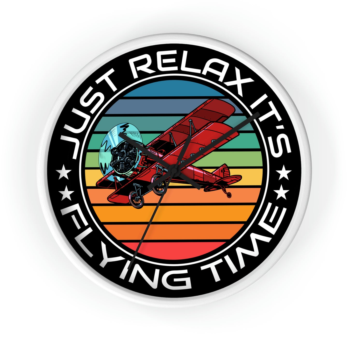 Just Relax - Flying Time - Biplane - Wall Clock