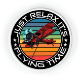 Just Relax - Flying Time - Biplane - Wall Clock