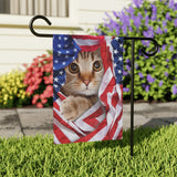 Cat - US Flag - 12" x 18" Garden Flag