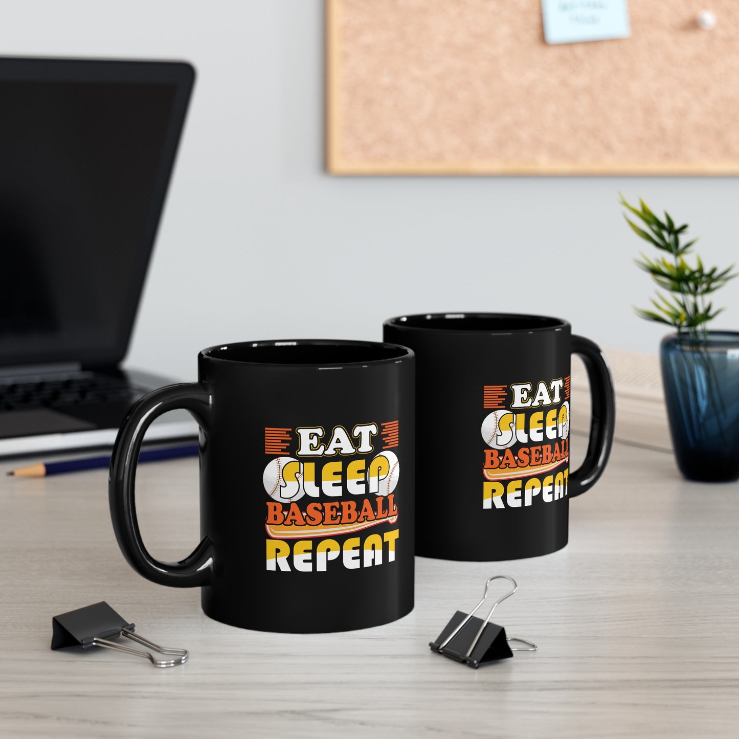 Eat - Sleep - Baseball - Repeat - 11oz Black Mug