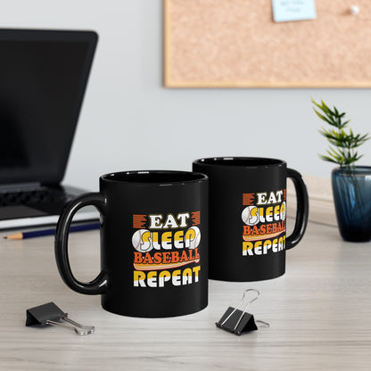 Eat - Sleep - Baseball - Repeat - 11oz Black Mug