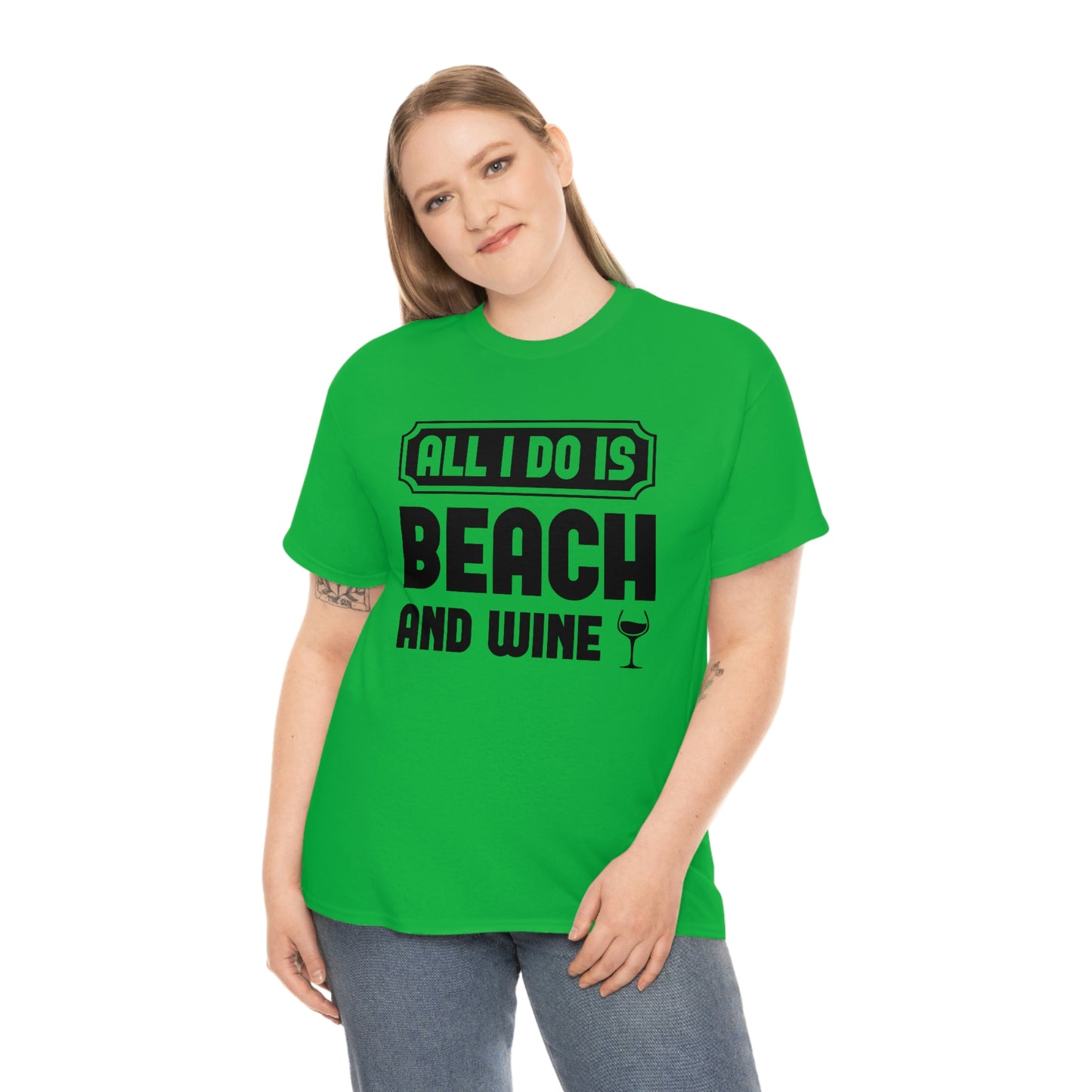 All I Do Is Beach And Wine - Black - Unisex Heavy Cotton Tee