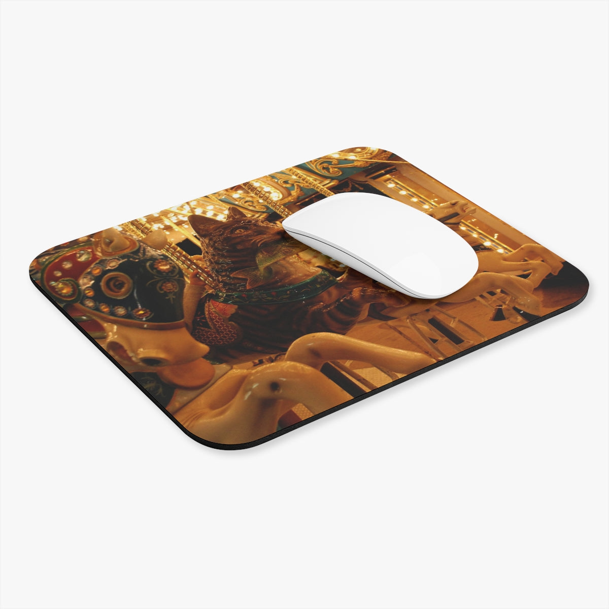 Merry-Go-Around - Horses And Cat - Mouse Pad (Rectangle)