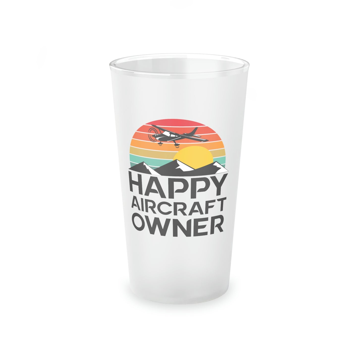 Happy Aircraft Owner - Retro - Frosted Pint Glass, 16oz