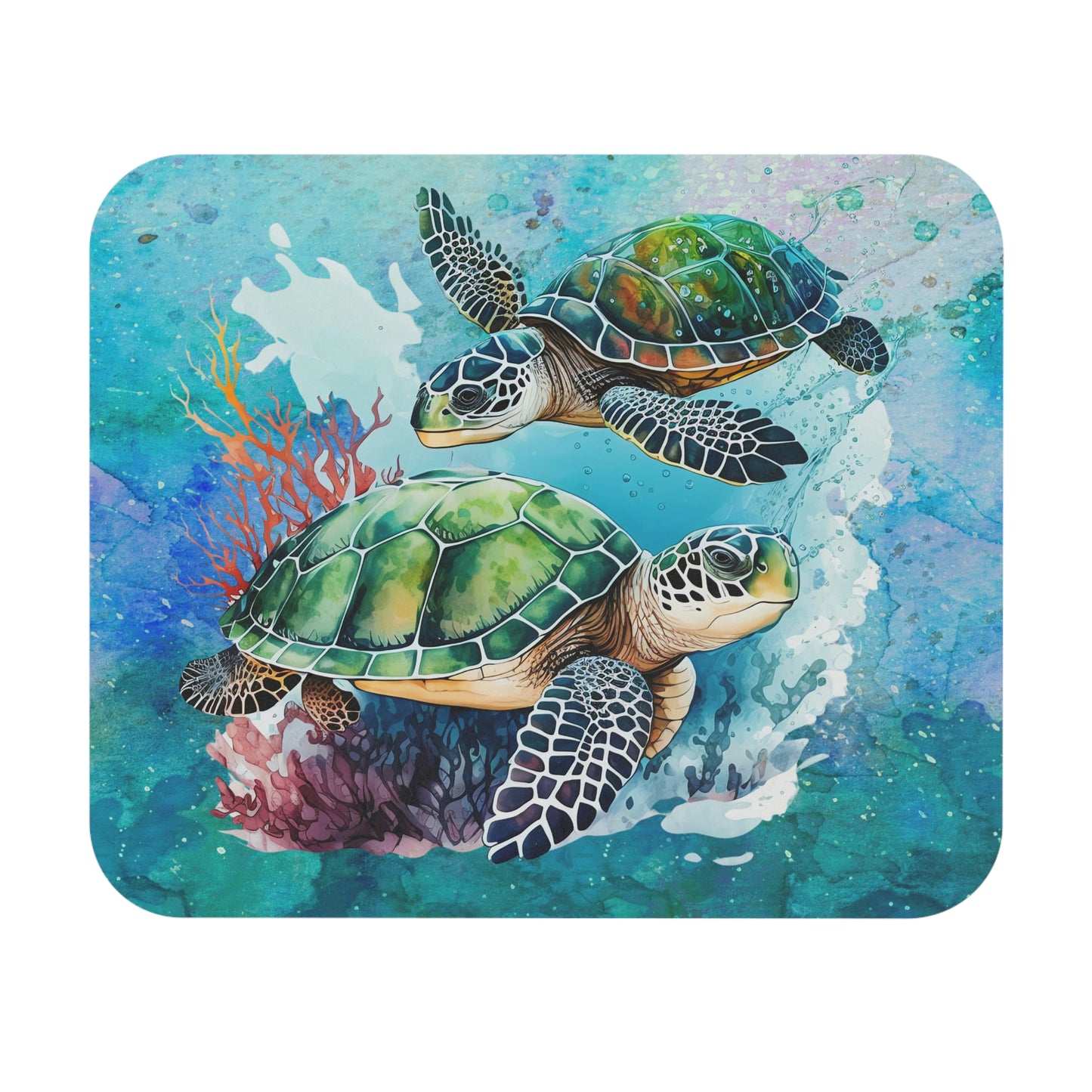 Sea Turtles - v6 - Watercolor - Mouse Pad (Rectangle)