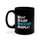 Eat - Sleep - Hockey - Repeat - 11oz Black Mug